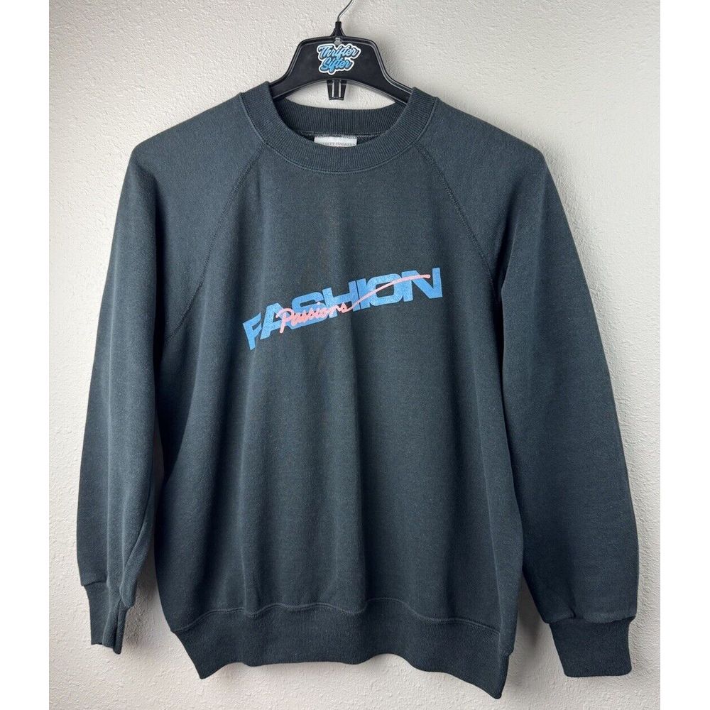 Vintage XL Fashion Passions Beauty Hair Care Black Pullover Sweater Women's